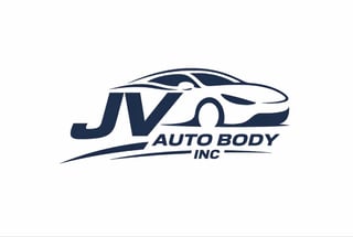 JV Auto Body Inc logo featuring a stylized blue car silhouette with company name